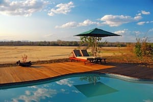 Pool with riverbed view